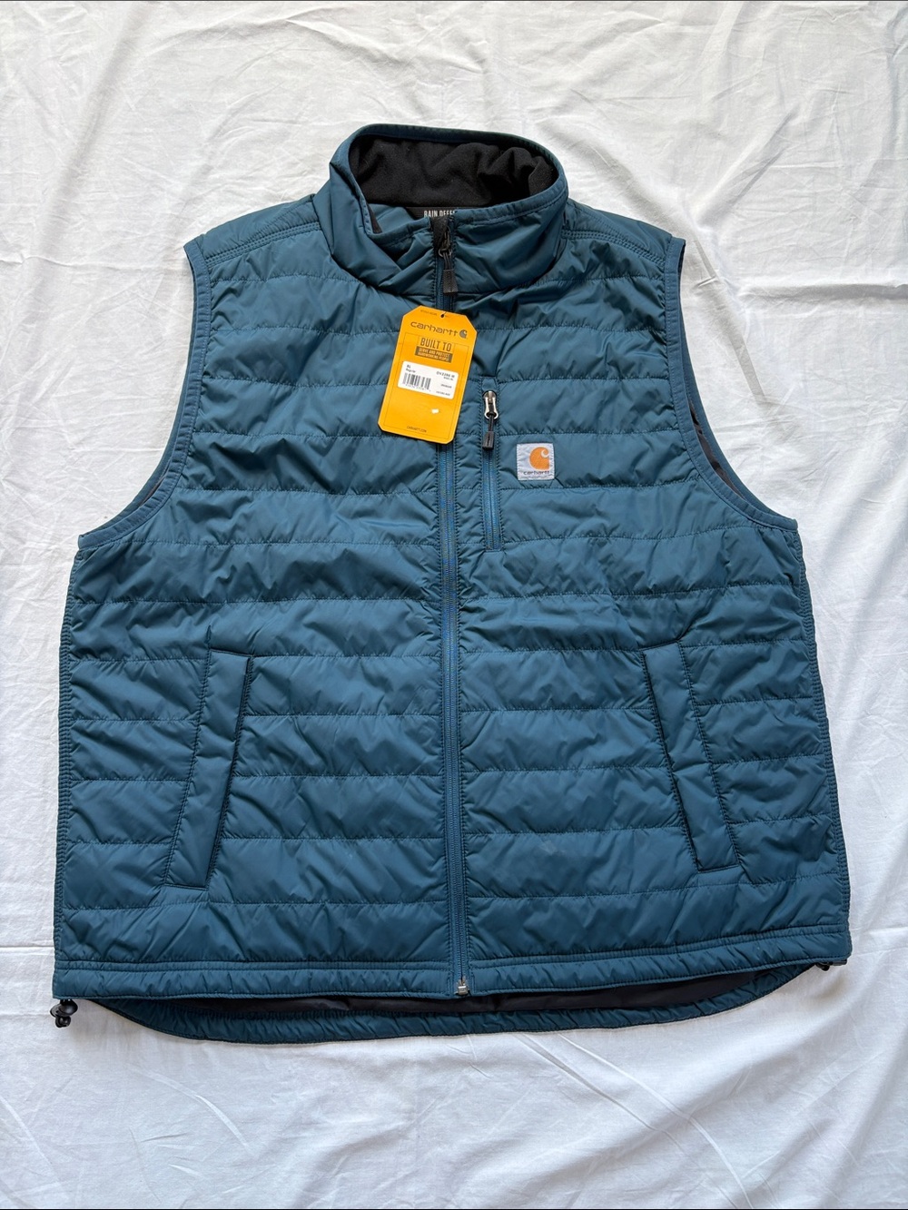 Carhartt Men's Teal Quilted Insulated Rain Defender Vest (OV2286-M) - Irregular